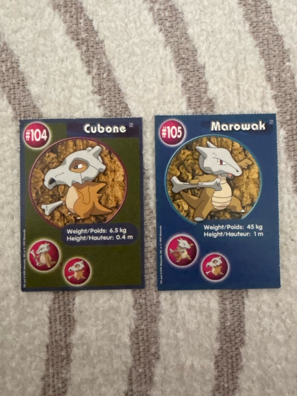5/$25 1999 Burger King PokéTrivia Promo Card #104 Cubone #105 Marowak